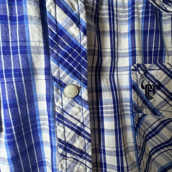 Men's Western Blue Plaid Shirt - Picture 4 of 5